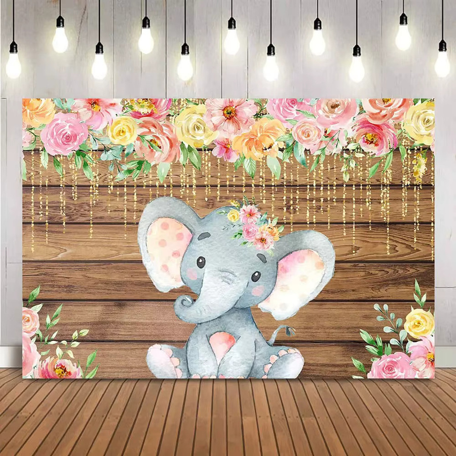 Dekoration für Babypartys und Geburtstage mit Elefanten- und Blumenmotiv in Mehrfarbig - Bild 3
