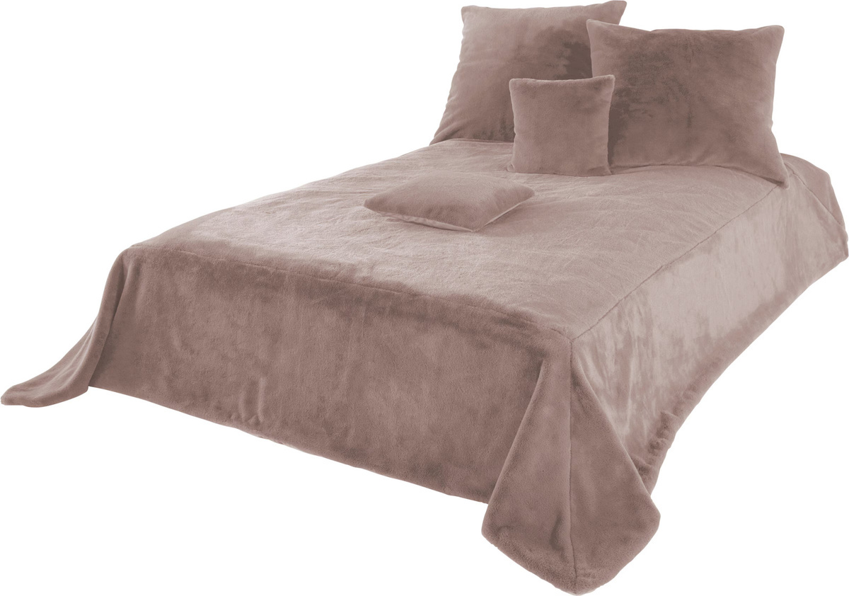 Heine Home Tagesdecke mit Kissenhüllen aus Kunstfell in Beige - Bild 1