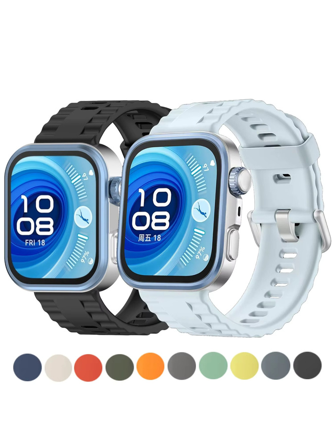 Huawei Uhrenarmband Silikon, Marine-Muster, Schwarz, Unisex - Bild 3