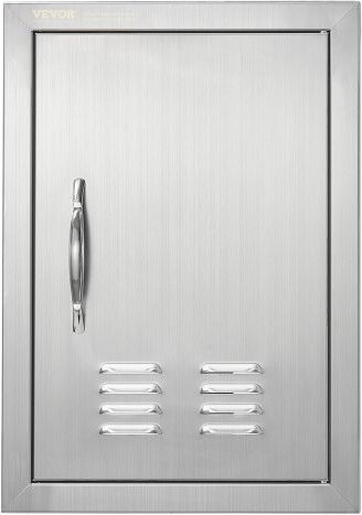 VEVOR Grill-Zugangstür aus Edelstahl für Grillstationen und Außenküchen, flächenbündig montiert, mit Griff und Lüftungsschlitzen, B/H: 35,6 x 50,8 cm - Bild 1