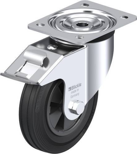 Blickle Lenkrolle L-VPP 160G-FI mit Feststeller in Silber und Schwarz, Rad-Durchmesser: 16 cm, Tragfähigkeit: 135 kg - Bild 1
