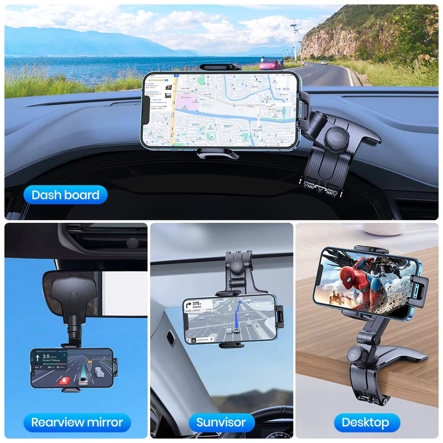 TOPK D39J Auto-Armaturenbrett-Handyhalterung mit 360-Grad-Drehung für Smartphones von 4 bis 7 Zoll, Schwarz - Bild 5
