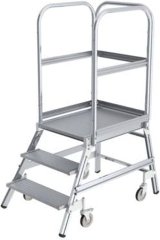 MUNK Günzburger Steigtechnik Aluminium Podestleiter Silber, 3 Stufen, Arbeitshöhe: 2,7 m, Plattform B: 60 cm, T: 80 cm - Bild 2