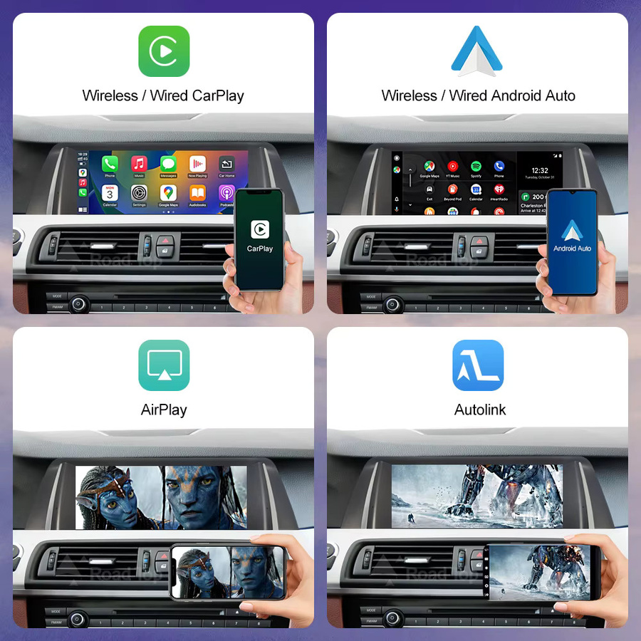 Road Top Multimedia Touch Screen für BMW 5er F10 F11 CIC NBT System 2011-2017 mit Wireless CarPlay und Android Auto, 10,25 Zoll, Schwarz - Bild 3