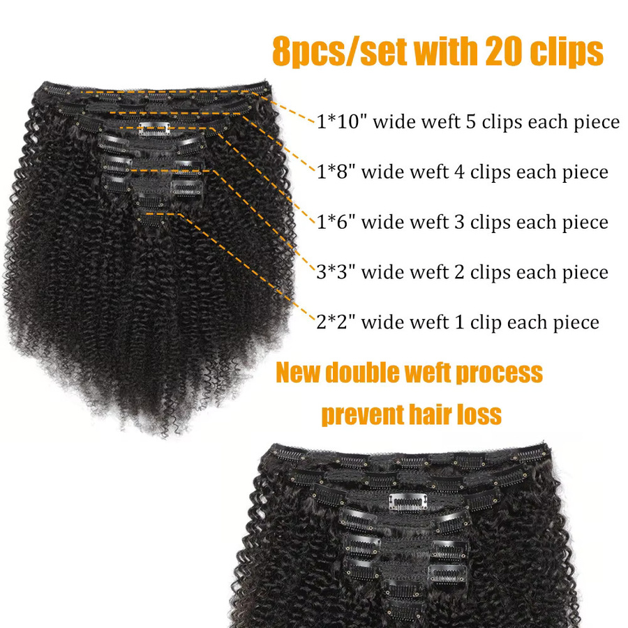 Newmi Clip-in Haarverlängerungen Echthaar, 8 Stück, 110g, Naturschwarz - Bild 2