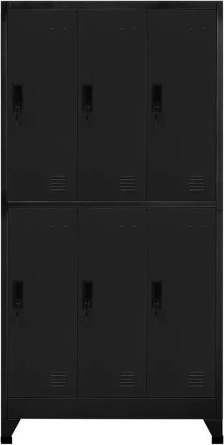vidaXL Schließfachschrank aus Stahl in Schwarz mit Scharniertüren und Kleiderstange, B/T/H: 90 x 45 x 180 cm - Bild 1