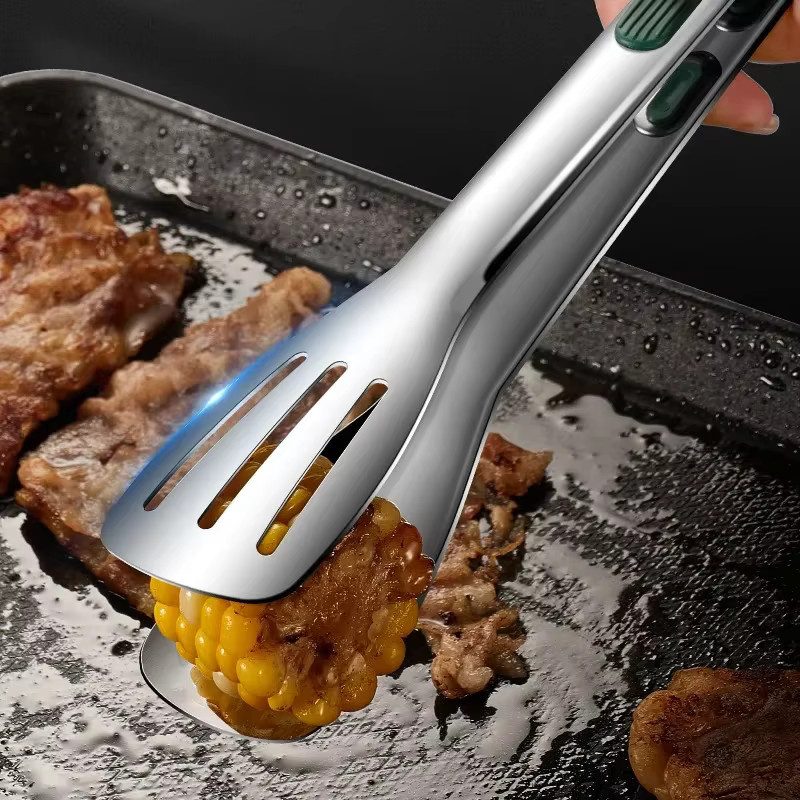 Edelstahl Küchenzange Anti-Slip zum Servieren und Grillen in Silber - Bild 3