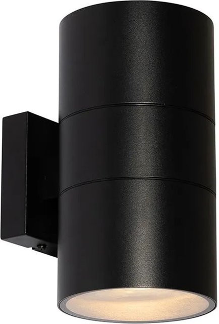 QAZQA Professional Außenwandleuchte Schwarz aus Aluminium und Glas, 2-flammig Up-Down Licht, IP44, GU10 - Bild 1