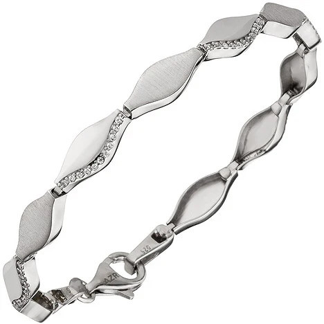 Colfem Armband 925 Sterling Silber, teil matt, 55 Zirkonia, 19 cm - Bild 1