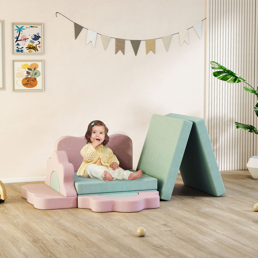 AIYAPLAY Softbausteine Set aus Schaumstoff mit Cordoptik, 12 Stück, Grün, H x B x T: 75 x 75 x 10 cm - Bild 2