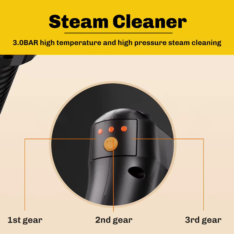 Multifunktionaler Handdampfreiniger BALASHOV in Gelb mit 2500 W und 1600 ml Tank für Auto und Zuhause - Bild 3