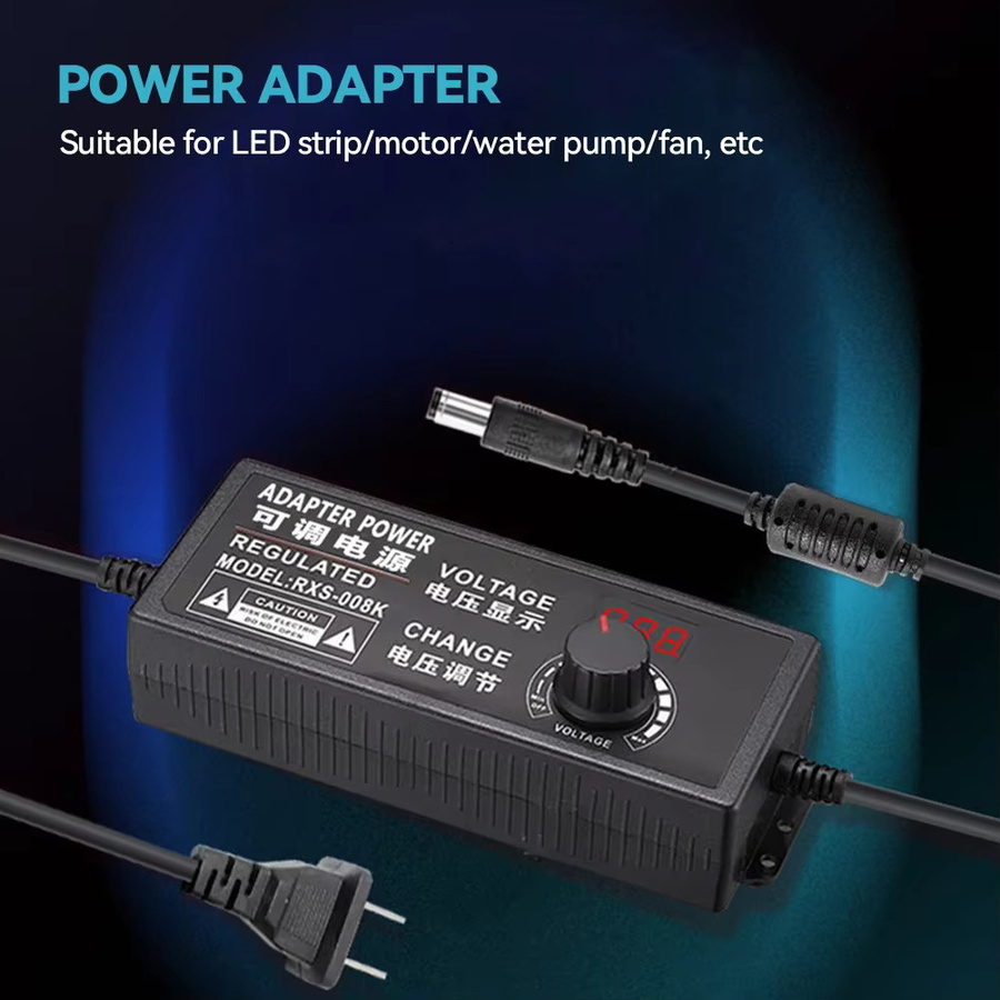 Tragbares Universal-Netzteil 3V-24V-3A mit EU/US-Stecker und Krokodilklemmen, einstellbare AC zu DC Labor-Stromversorgung in Schwarz - Bild 2