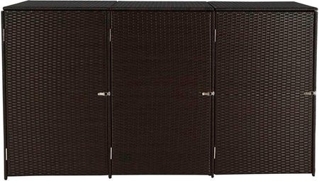 MVG Mülltonnenverkleidung MVG-E25 aus Poly-Rattan und Stahl in Braun, B/T/H: 195 x 66 x 110 cm, für 3 x 120 L Mülltonnen - Bild 1