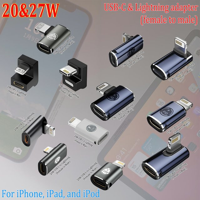 LKLB USB-C auf Lightning Adapter mit 27W PD Ladefunktion und Datenübertragung für iPhone, iPad und iPod - Bild 1