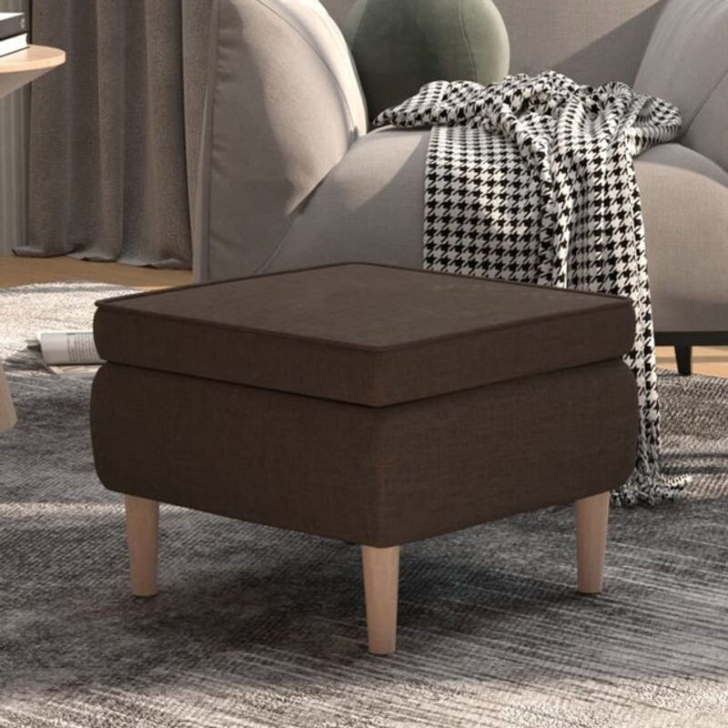 Modern skandinavischer Polsterhocker von vidaxl aus braunem Stoff mit Holzbeinen - Bild 1