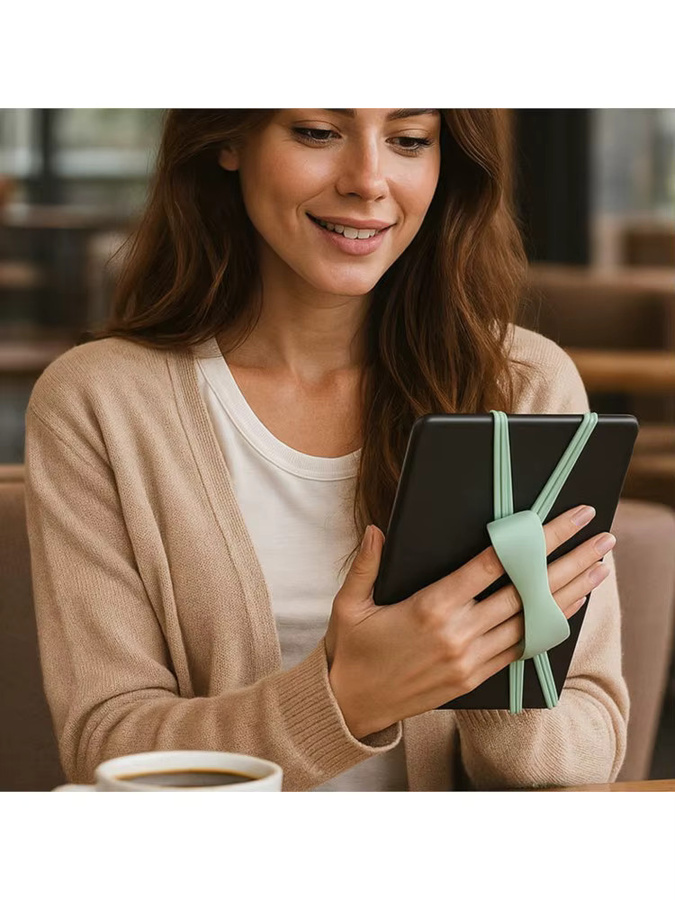 Weiche Silikon-Handschlaufe als bequemer Fingergriffhalter für Kindle und Kobo E-Reader in Pink oder Grün - Bild 7