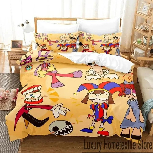 Bettbezug-Set mit Zirkus-Design für Kinder, 3D-Digitaldruck, Mikrofaser, Mehrfarbig, B/H: 135 x 200 cm - Bild 1