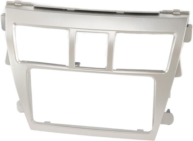 KaiSai 2DIN Radio Stereo Blende Rahmen für Armaturenbrett CD Panel Zierleiste in Silber und Weiß passend für Vios Belta Yaris - Bild 1