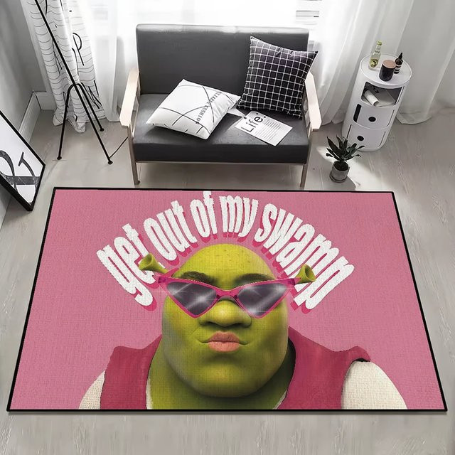VIKAMA Shrek Fußmatte in Grün, rutschfester Cartoon-Teppich für Schlafzimmer, Küche, Badezimmer und Flur, B: 60 cm, T: 40 cm - Bild 1