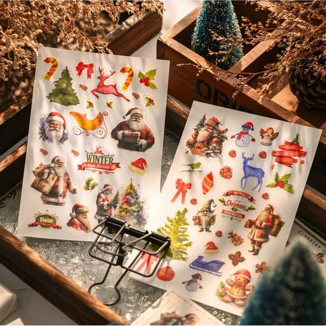 Hobbisland Vintage Weihnachten Rub on Aufkleber für Junk Journal und Scrapbooking, Multicolor - Bild 1