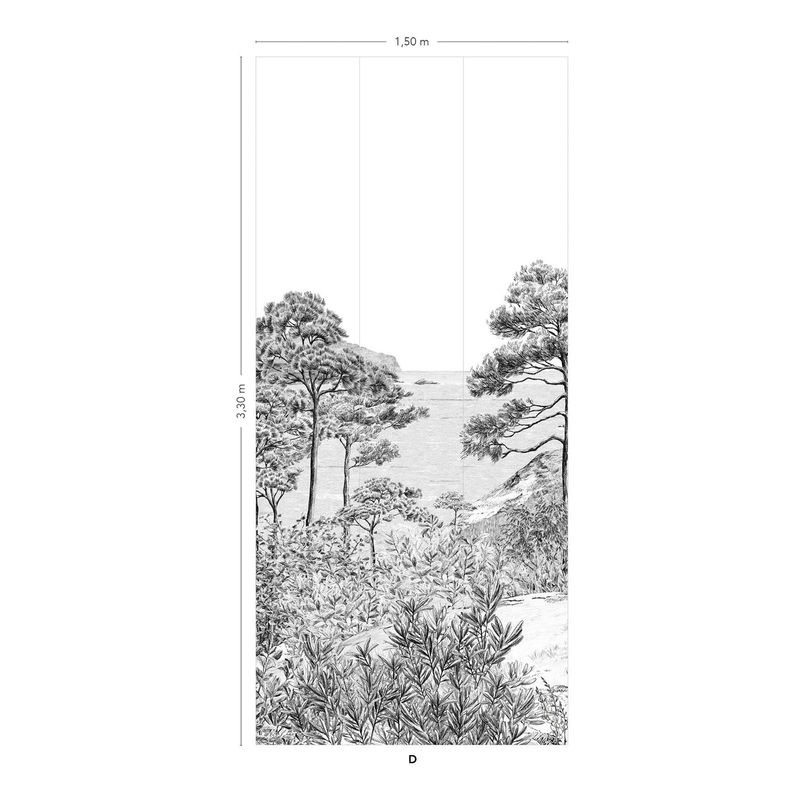 Isidore Leroy Tapete Euskadi Grisaille Panel D in Grau mit Vintage-Motiv, B/H: 150 x 330 cm - Bild 2
