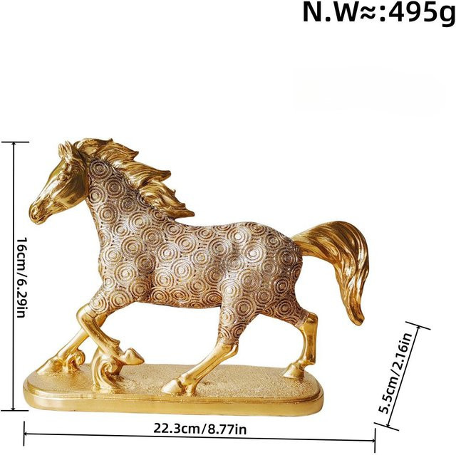 Yiran Furniture Weinregal mit Pferd-Ornament als Dekoration für Büro und Eingang, Gold/Weiß/Schwarz/Kupfer, Höhe: 31,0 cm, Breite: 11,0 cm, Tiefe: 11,0 cm - Bild 1