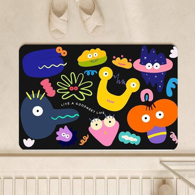Saugfähige Diatomeenerde Badezimmerbodenmatte mit Tiermotiv, rutschfeste und schnelltrocknende Fußmatte, B/B: 40 x 60 cm, Mehrfarbig - Bild 1