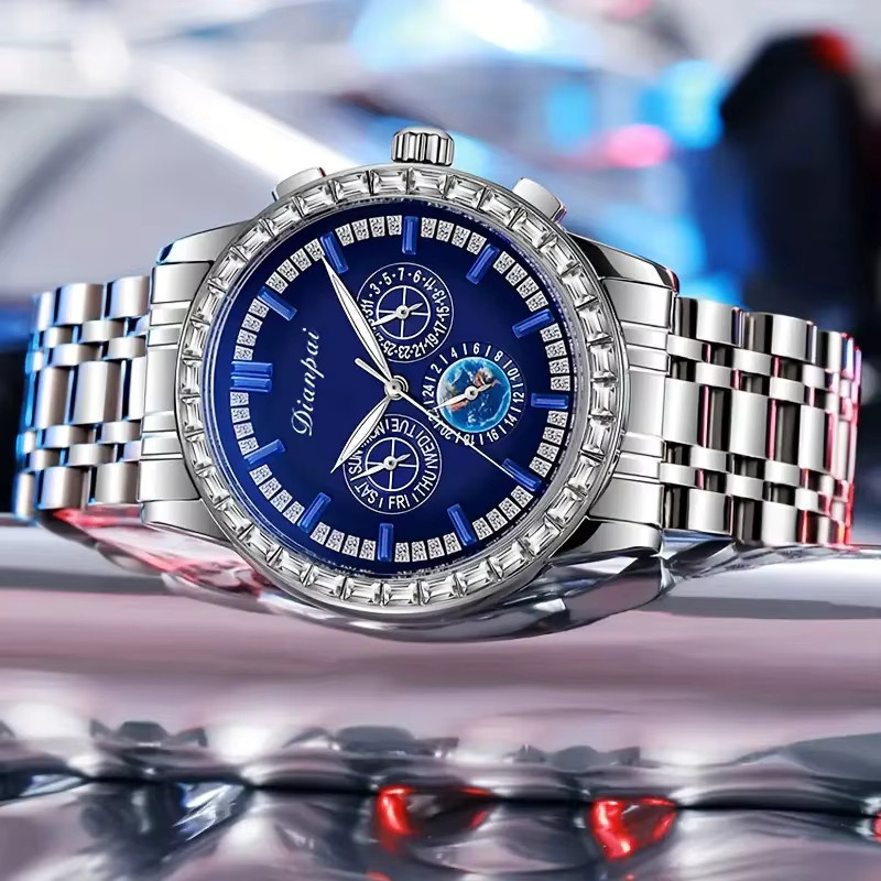 Dianpai Armbanduhr, Automatik, Edelstahl, Herren, Blau - Bild 4