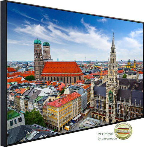 papermoon Infrarotheizung EcoHeat Münchner Skyline mit App-Steuerung und Überhitzungsschutz, bunt, Matt-Effekt - Bild 1