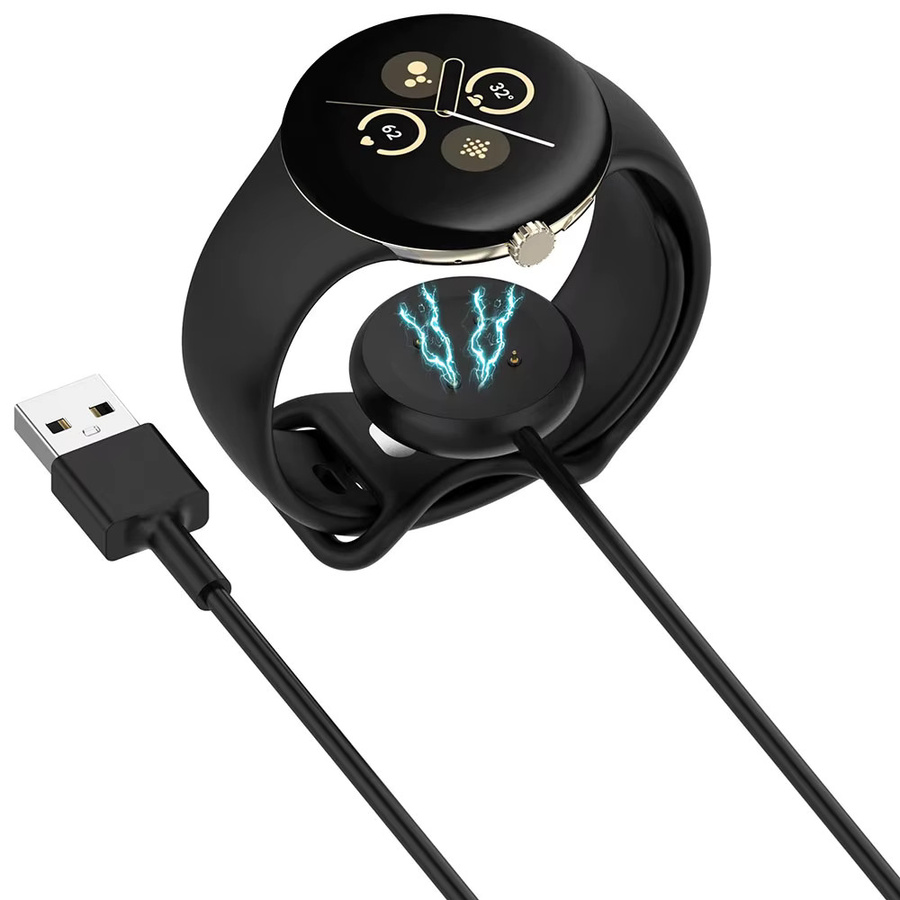 USB-C Ladekabel für Google Pixel Watch 2 und Pixel Watch 3, Ersatz-Ladestation, 1 Meter, Weiß/Schwarz - Bild 3