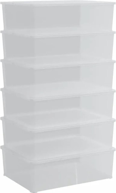 6er Set vidaXL Aufbewahrungsboxen aus Kunststoff mit Deckel, transparent, stapelbar, 25 l pro Box - Bild 1