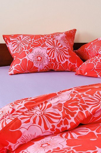 Jotex ANNA Organische Kissenhülle aus Baumwolle mit floralem Retro-Design in Rot - Bild 1