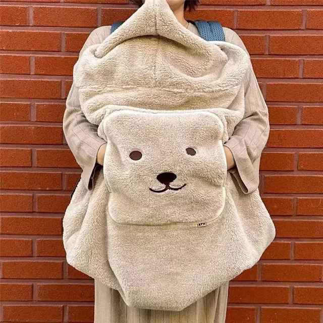 Winddichte Baby Decke aus Korallen-Fleece für Kinderwagen und Neugeborene mit Tierdesign in Braun - Bild 1