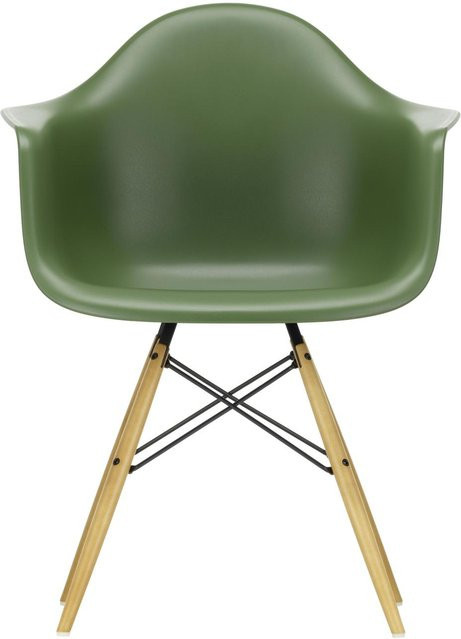 Vitra DAW Eames Plastic Armchair mit Armlehnen in Grün und Ahornholzgestell - Bild 1