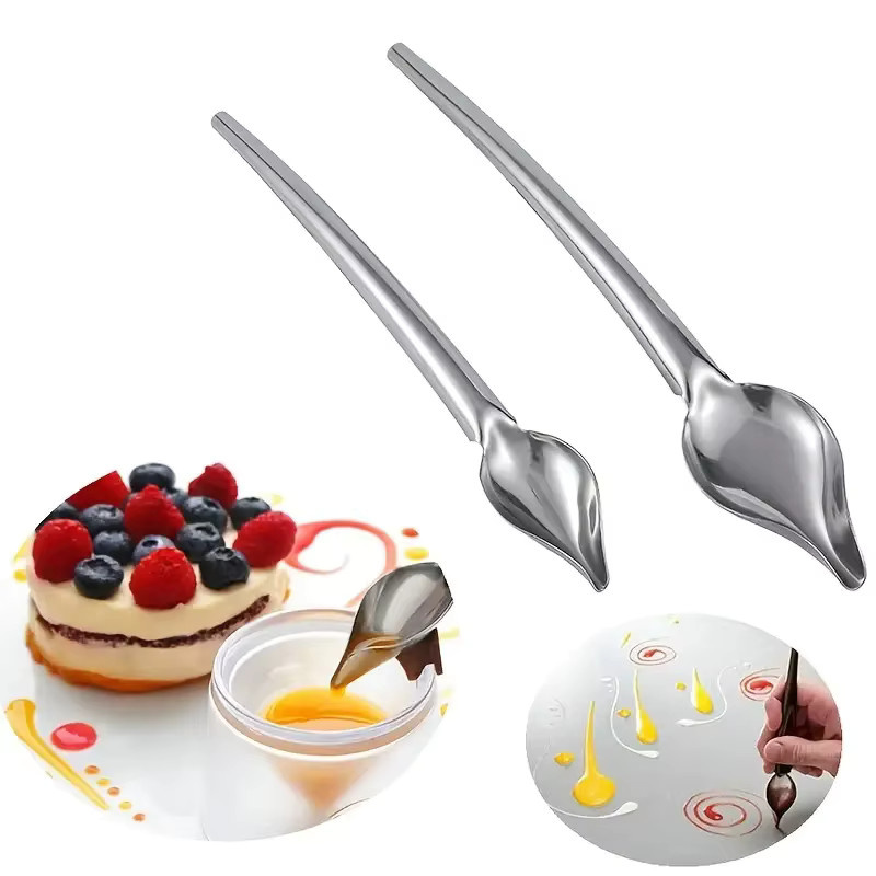 ALICAKE Schokoladen-Creme-Löffel aus Edelstahl in Silber für Kaffee, Backen und Kuchen-Dekoration - Bild 2