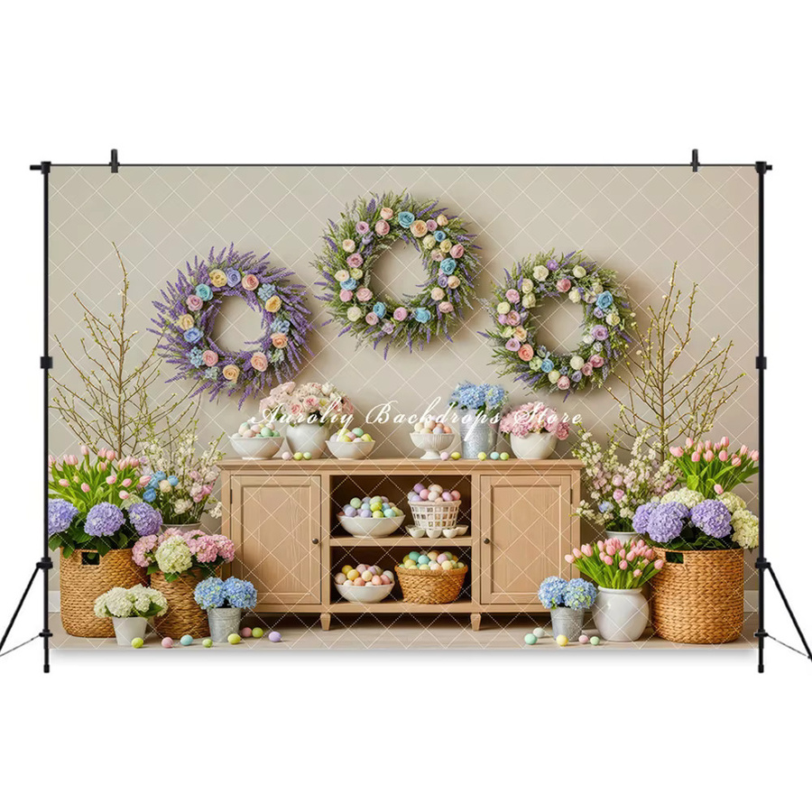 Auroliy Osterhase Fotohintergrund mit Karotten und Eiern für Baby Cake Smash und Kinderfotos, Mehrfarbig - Bild 2