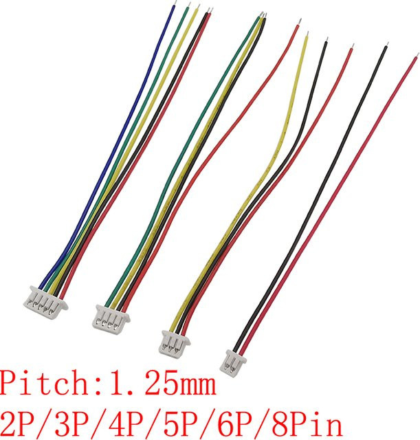 LOCHEUK Mini JST 1,25 mm Stecker mit Drahtkabel 28AWG Single Ended Buchse in verschiedenen Pin-Konfigurationen - Bild 1