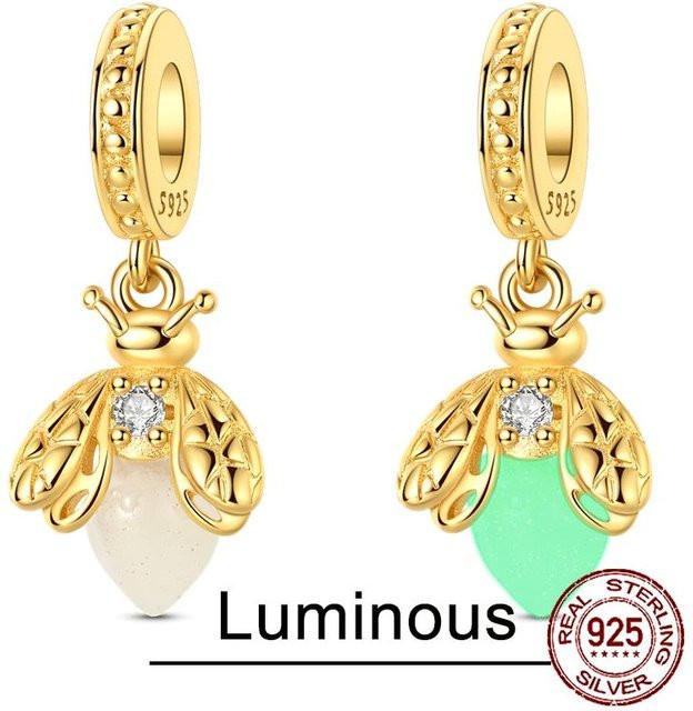 YIRAN Anhänger Charms, Kupfer, Glühwürmchen, Zirkonia, Damen, beige - Bild 1