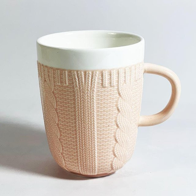 Tranquil Homes Keramik Tasse in Wollgarn-Optik, Farbe Rosa, Volumen: 400 ml - Bild 1