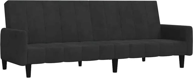 vidaXL Schlafsofa 2-Sitzer Click-Clack in Schwarz aus Samt mit Holzrahmen - Bild 1