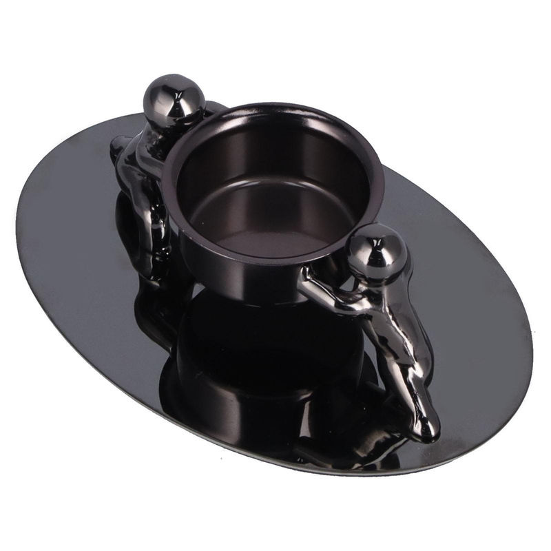 OutsideWorld Teelicht-Becher aus Metall in Silber oder Schwarz als minimalistische Dekoration - Bild 7
