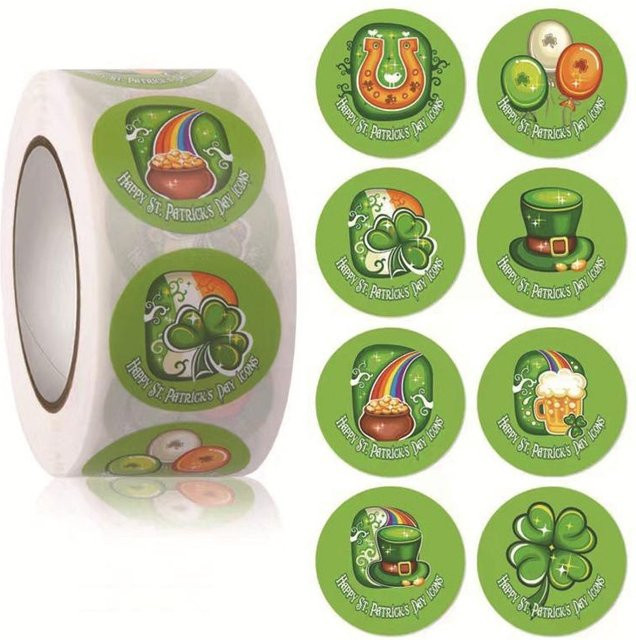 500 Stück Binchi Outdoor Product St. Patrick's Day Aufkleber in Grün - Bild 1