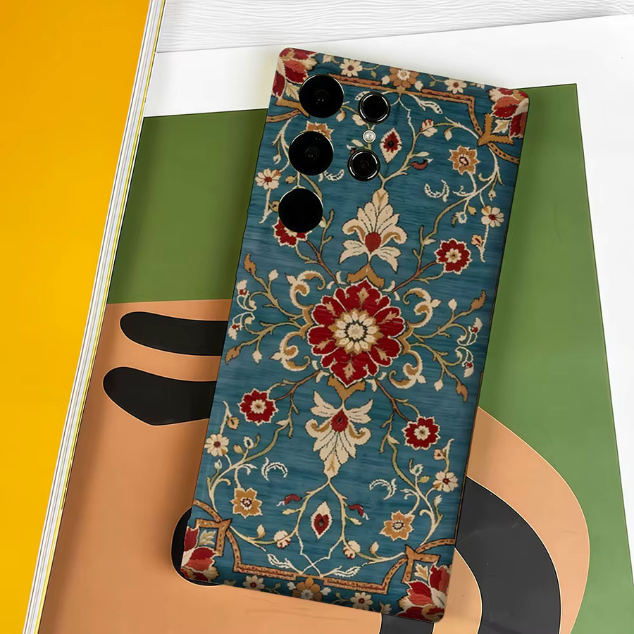 Aurbe Handyhülle für Samsung Galaxy S26 S25 S24 S23 Ultra Plus HD Hart Vintage Floral Elegance Teppich Doppelschicht-Filmhülle in Multicolour - Bild 4