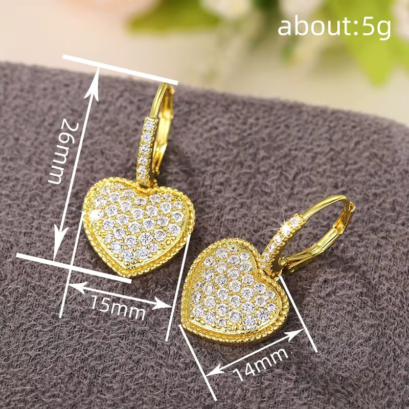 Huitan Herz-Ohrringe, Zirkonia, Gold, Damen - Bild 4