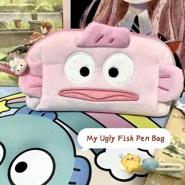 LChome Hangyodon Cartoon Plüsch Federmäppchen in Rosa und Blau mit großer Kapazität für Schüler und Mädchen - Bild 1
