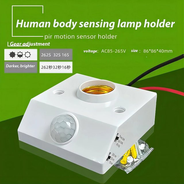 Szaoju Intelligenter PIR-Infrarot-Bewegungssensor E27 LED-Lampensockel in Weiß - Bild 1