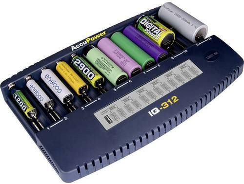 AccuPower IQ312 Rundzellen-Ladegerät für NiCd, NiMH und LiIon Akkus in Blau - Bild 1
