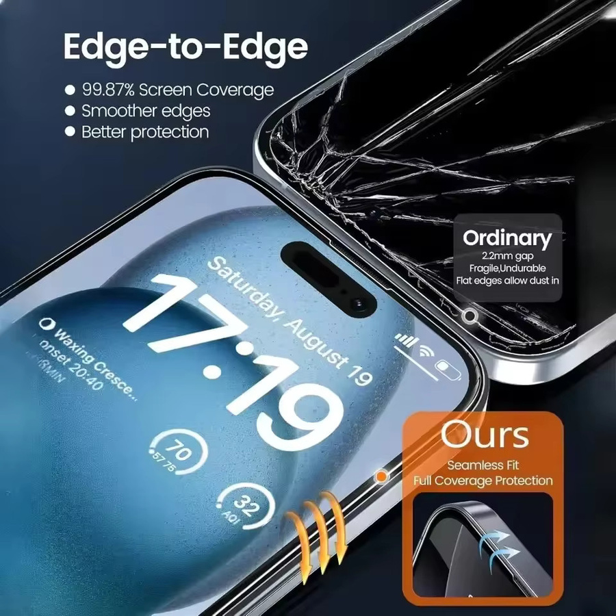 5 Stück PJPK Displayschutzfolie mit oleophober Beschichtung für iPhone 11 12 13 14 15 16 17 Pro Max XR XS Plus, transparent - Bild 4