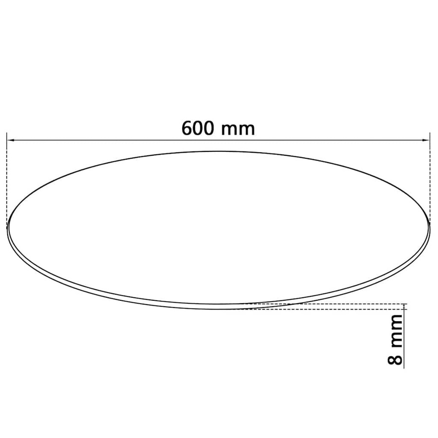 vidaXL Tischplatte aus gehärtetem Glas rund, transparent/schwarz, Durchmesser: 60 cm - Bild 4
