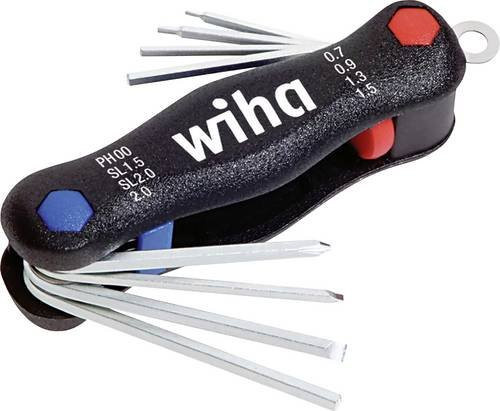 Wiha Mini PocketStar Multitool Klapphalter in Schwarz aus Stahl mit 8-teiligem Set aus Schlitz, Phillips und Innensechskant-Schlüsseln - Bild 1